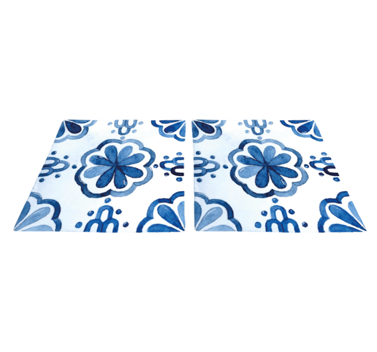Tapis vinyle salle a manger motifs carreaux floraux - TenStickers
