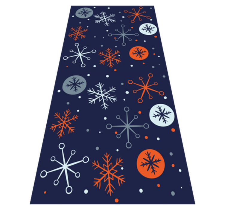 Tapis vinyle noël flocons de neige bleus et oranges - TenStickers