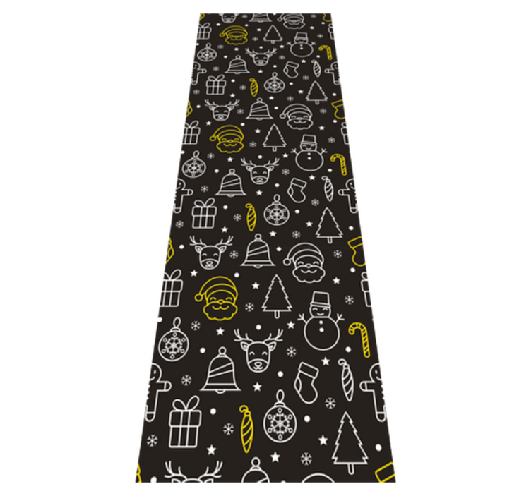 Tapis vinyle noël motif blanc et jaune fond noir - TenStickers