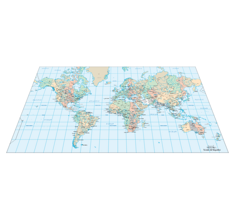 Tapis vinyle carte du monde emploi du temps anglais - TenStickers