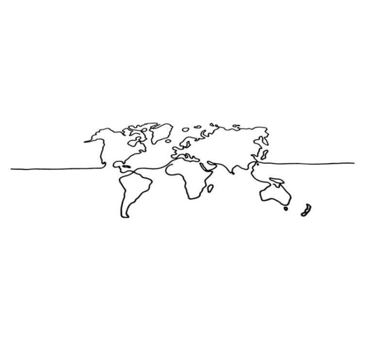Tapis vinyle carte du monde en art linéaire - TenStickers