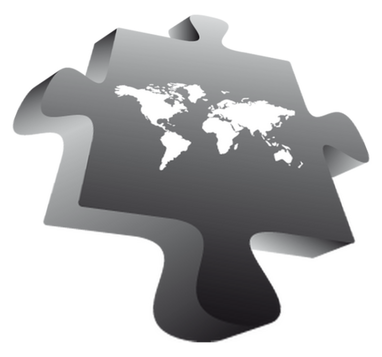 Tapis vinyle carte du monde pièce de puzzle noire - TenStickers