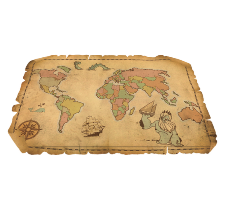 Tapis vinyle carte du monde design vintage ancien - TenStickers