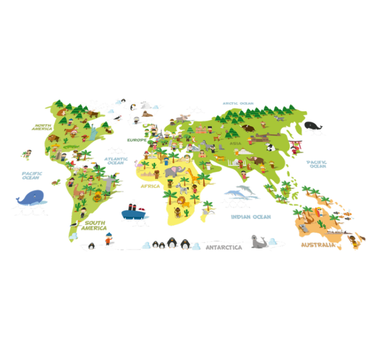 Tapis vinyle carte du monde carte des personnes anglais - TenStickers