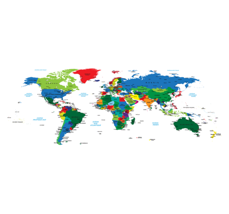 Tapis vinyle carte du monde carte du monde colorée - TenStickers