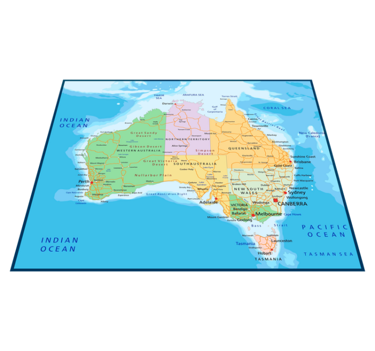 Tapis vinyle carte du monde australie politique - TenStickers