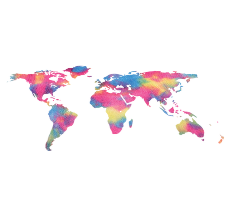 Tapis vinyle carte du monde design tie and dye - TenStickers
