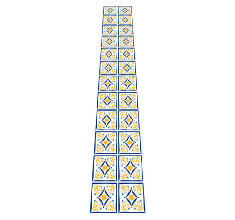 Tapis vinyle cuisine carreaux portugais bleu et jaune - TenStickers