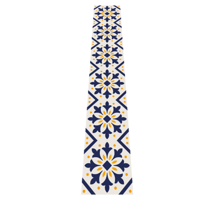 Tapis vinyle cuisine bleu avec carreaux jaunes - TenStickers