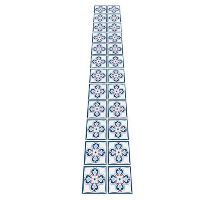Tapis vinyle cuisine carreaux portugais bleu et rouge - TenStickers