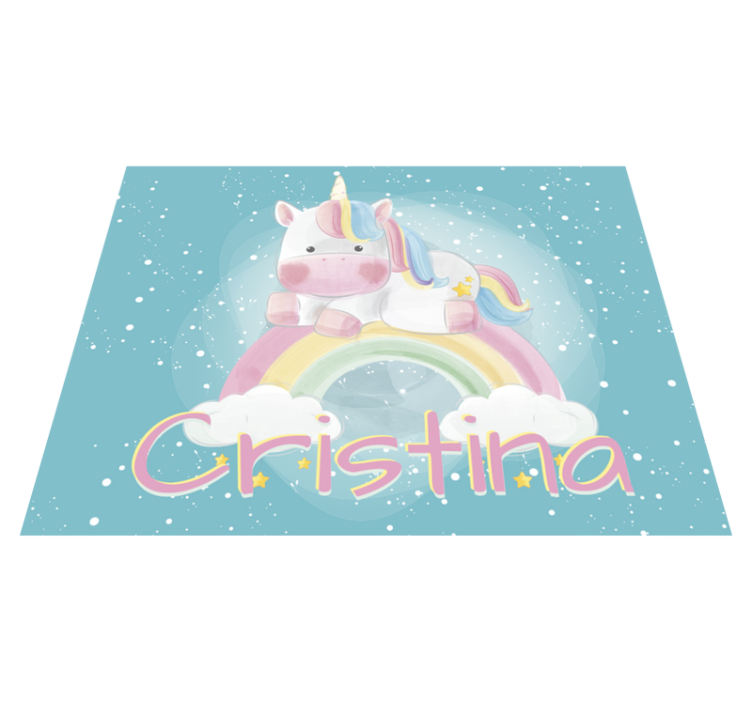 Tapis vinyle personnalisable bébé licorne - TenStickers