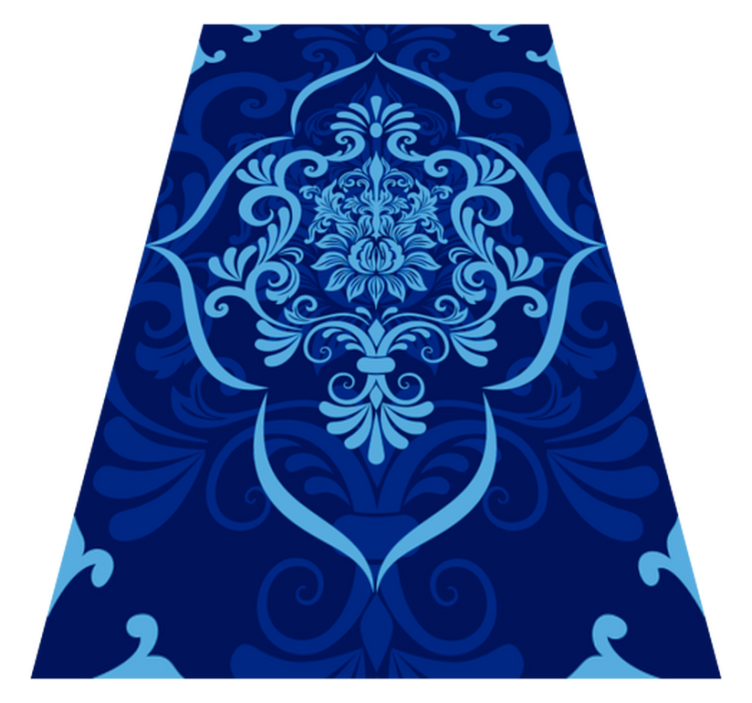 Tapis en vinyle vintage mandala bleu rectangulaire - TenStickers