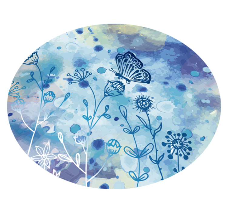 Tapis de chambre rond en vinyle bleu papillons - TenStickers