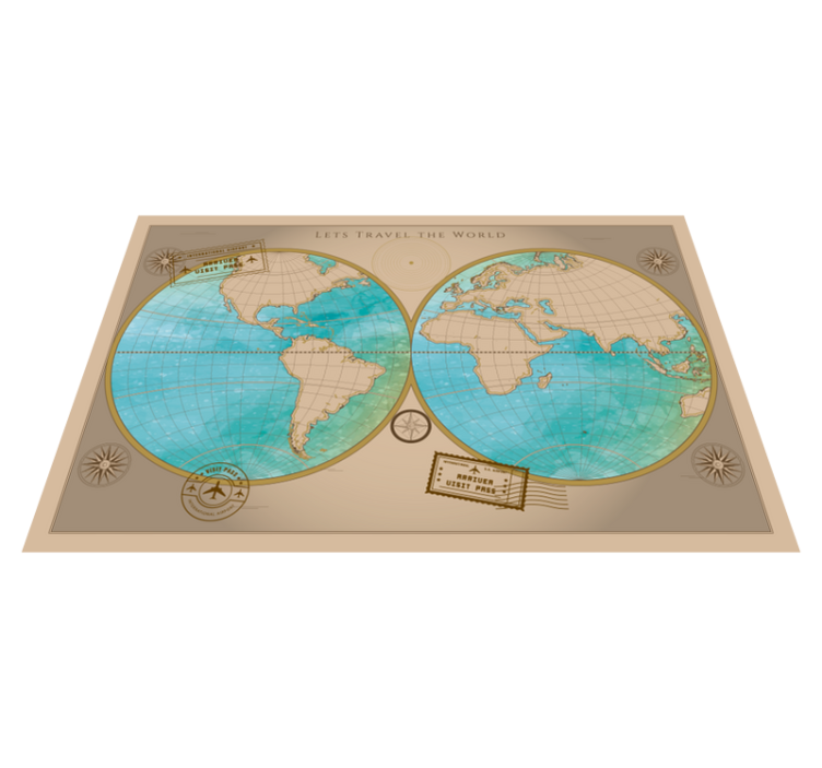 Tapis vinyle carte du monde décoration murale - TenStickers