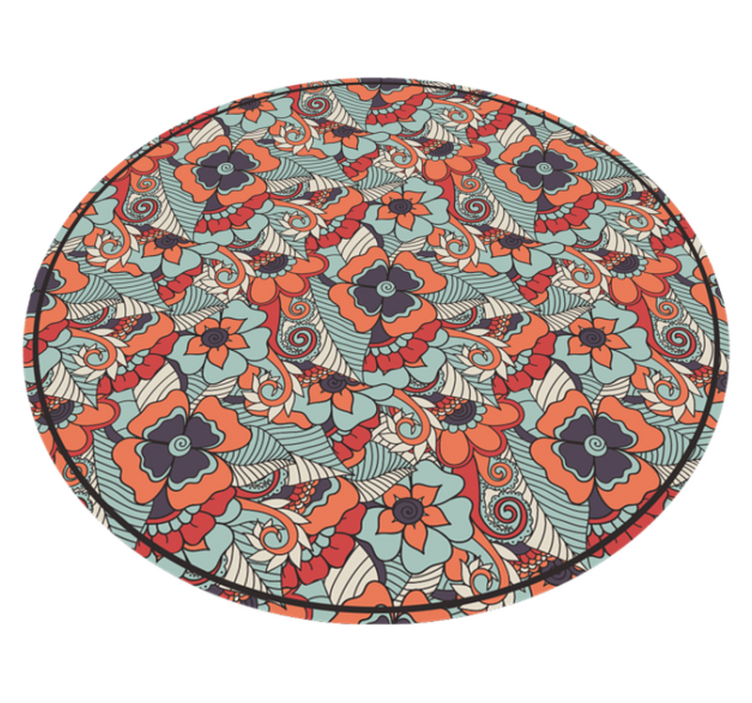 Tapis vinyle floral paisley rond pour salle à manger - TenStickers