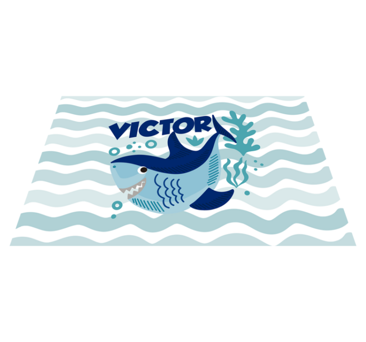tapis vinyle avec nom Bébé requin avec nom - TenStickers