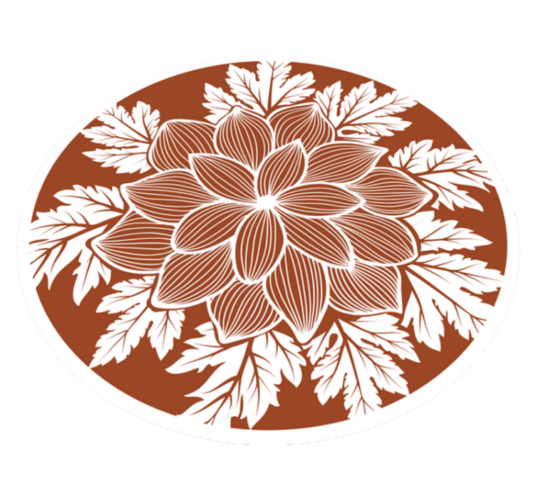Tapis vinyle rond Fleur sur fond marron - TenStickers