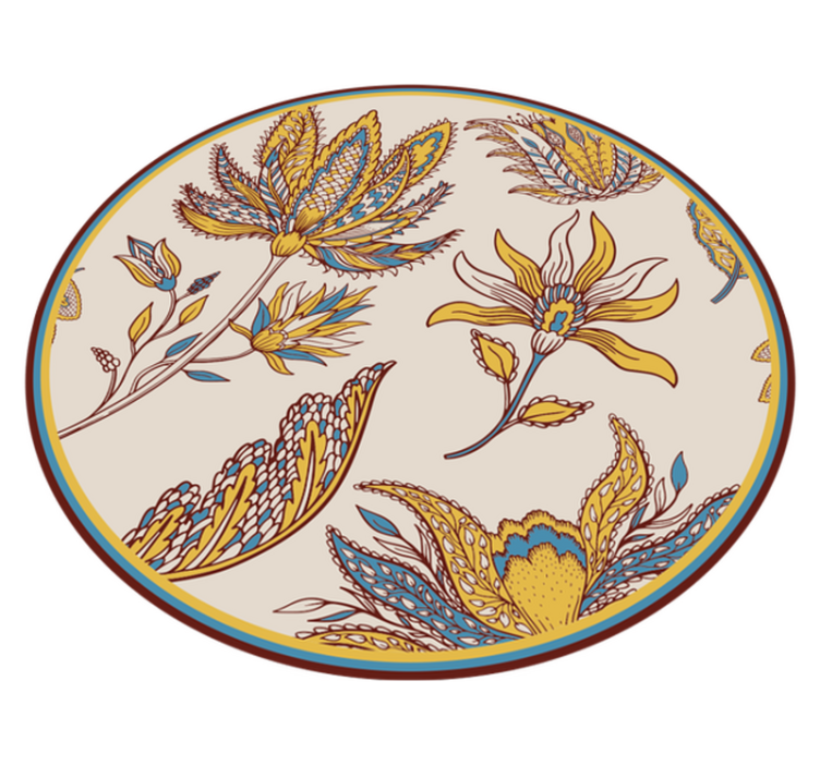 Tapis rond Fleurs et motif paisley - TenStickers