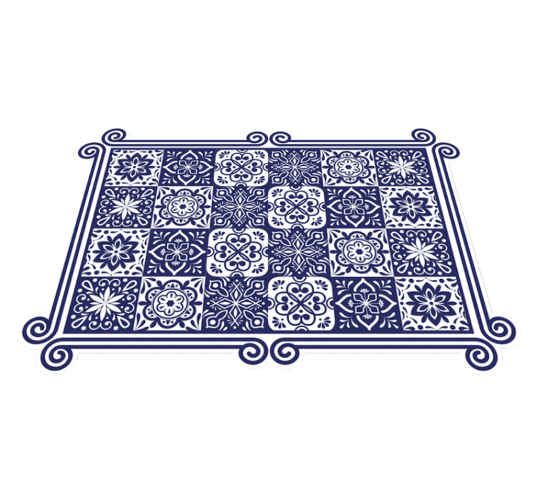 tapis vinyle carreaux Carreaux bleus et ruban blanc - TenStickers