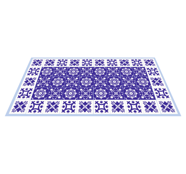 tapis vinyle carreaux Beau blanc et bleu - TenStickers