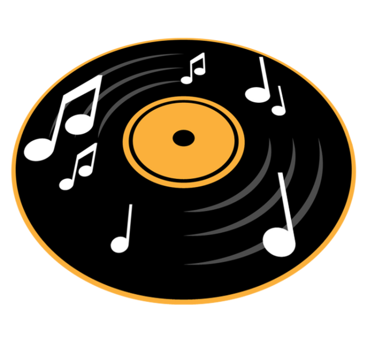 Tapis vinyle rond motif de disque musical - TenStickers