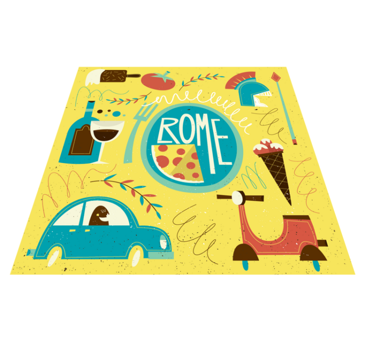 tapis vinyle carte du monde Rome drôle - TenStickers