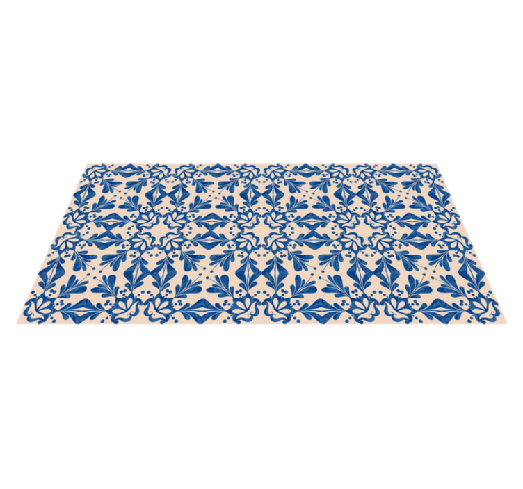Tapis vinyle style mosaïque bleue et beige - TenStickers