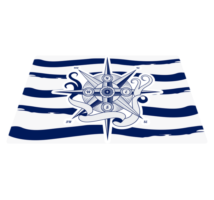 Tapis vinyle moderne Rayé avec grosse ancre - TenStickers