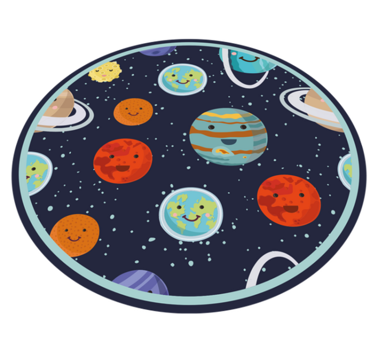 tapis vinyle pour enfants Système solaire planète souriante - TenStickers