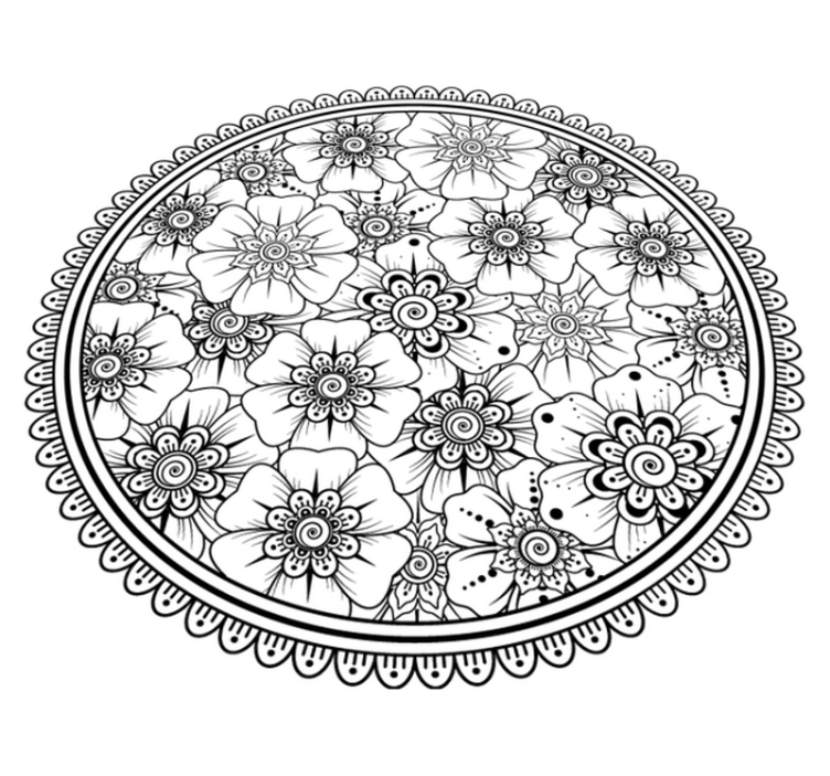 Tapis vinyle cuisine Cercle mandala noir - TenStickers