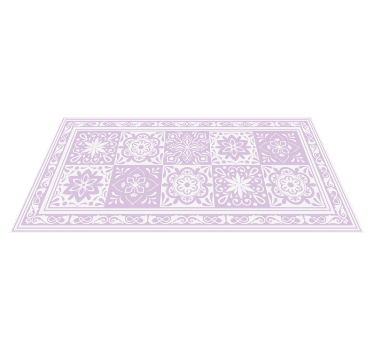 Tapis vinyle carreaux formes florales mauves - TenStickers