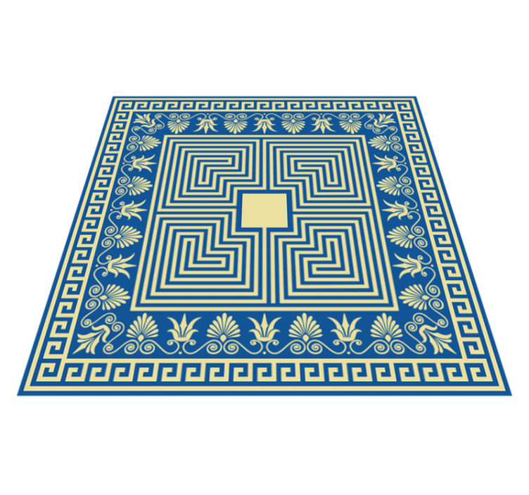 tapis vinyle retro Tuile bleue grecque - TenStickers