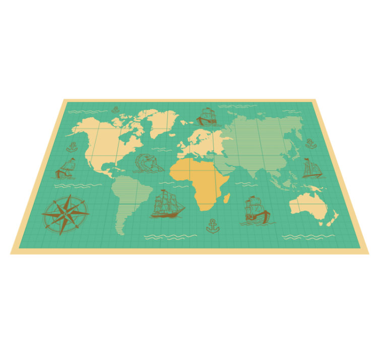 tapis vinyle carte du monde Carte du monde avec des bateaux - TenStickers