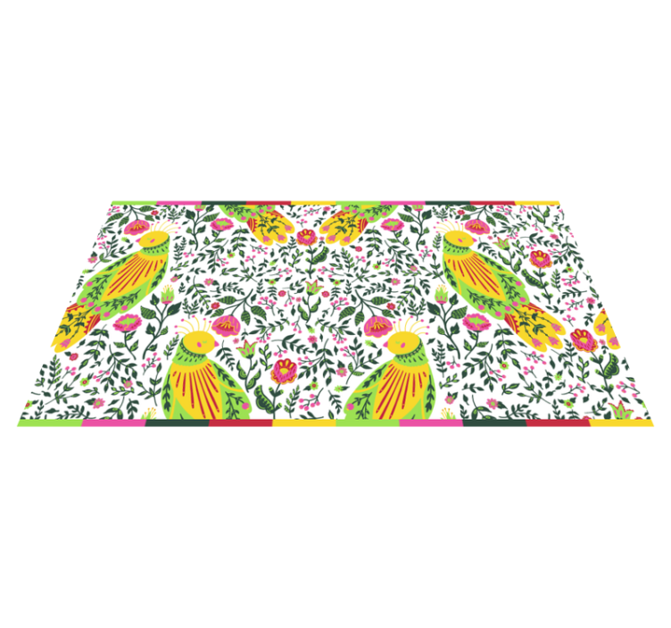 Tapis vinyle fleurs et plantes motif de perroquet floral - TenStickers