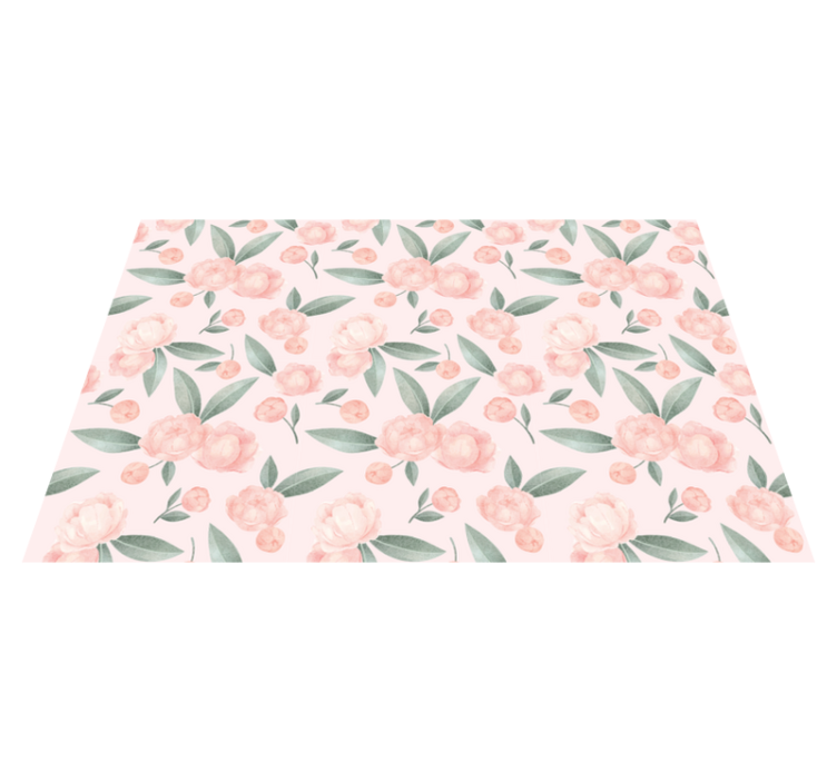 tapis vinyle salon Fleurs roses - TenStickers