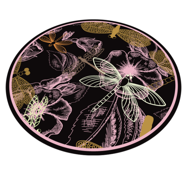 Tapis vinyle fleurs et plantes imagerie botanique d'insectes - TenStickers