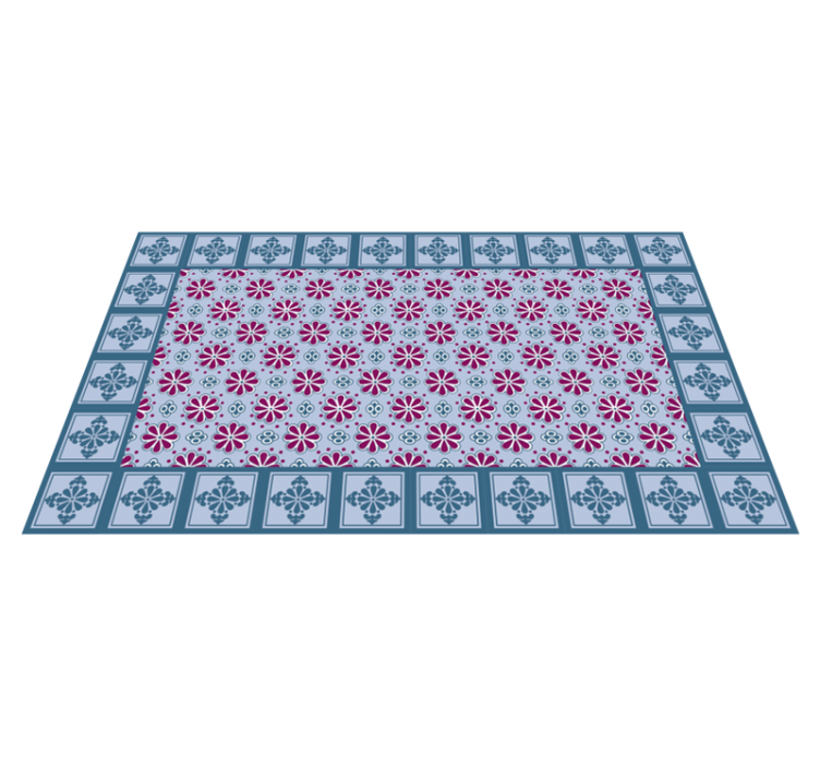 Tapis vinyle Cuisine carreaux bleus et roses - TenStickers