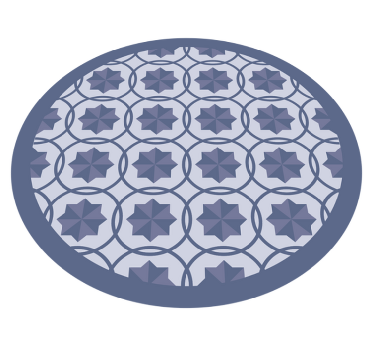 Tapis vinyle géométrique symétrique rond gris bleu - TenStickers