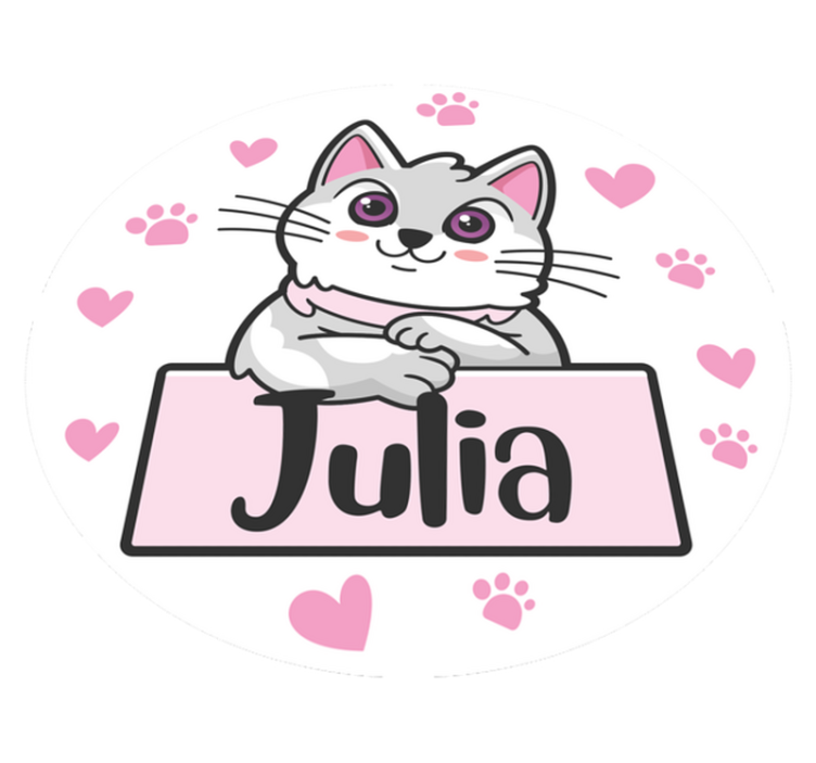 Tapis vinyle prénom personnalisable avec chat - TenStickers