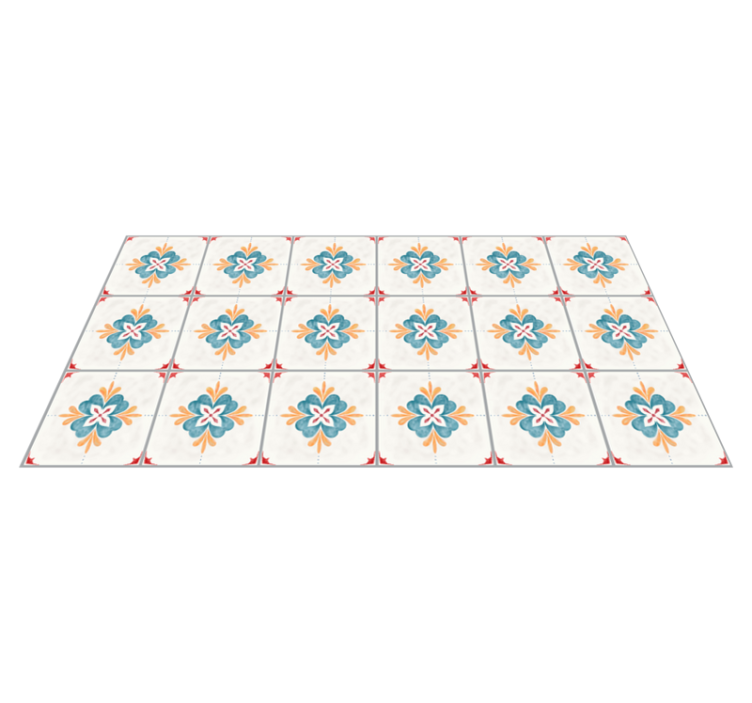 Tapis vinyle carreaux de ciment motif de carrelage floral - TenStickers