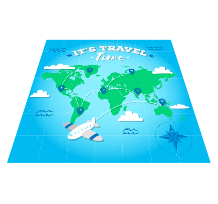Tapis vinyle carte du monde exploration du monde - TenStickers