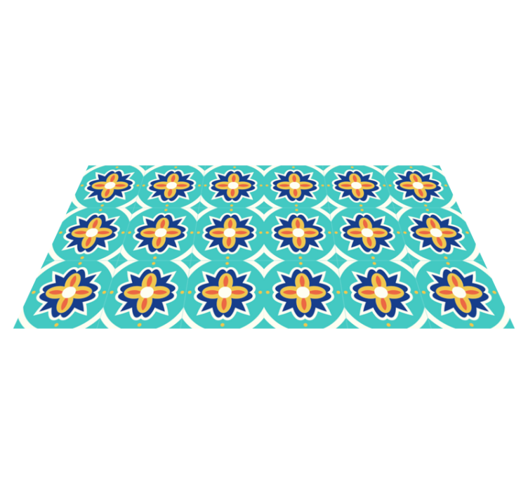Tapis vinyle carreaux de ciment motif de mosaïque florale - TenStickers