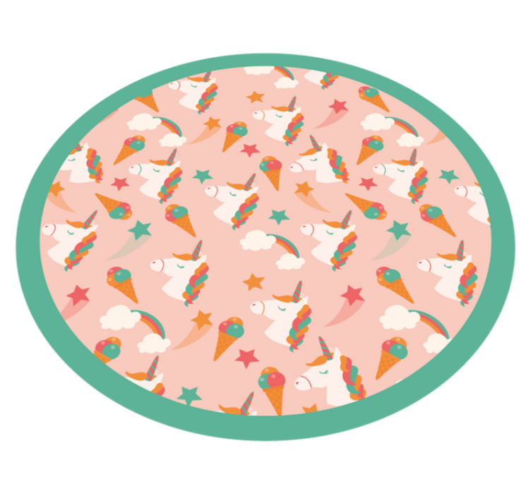 Tapis vinyle pour enfants cercle de motifs de licorne - TenStickers