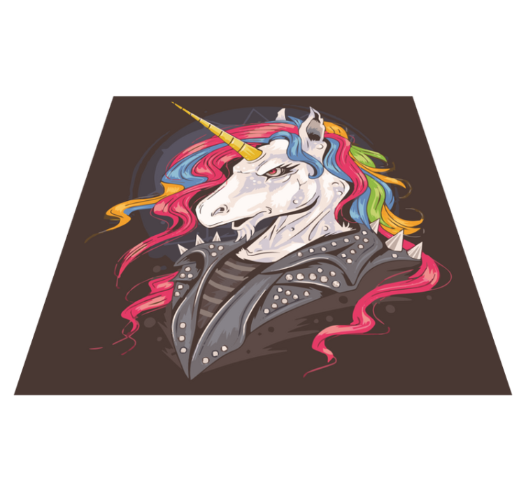 Tapis vinyle animal Licorne rock aux cheveux colorés - TenStickers