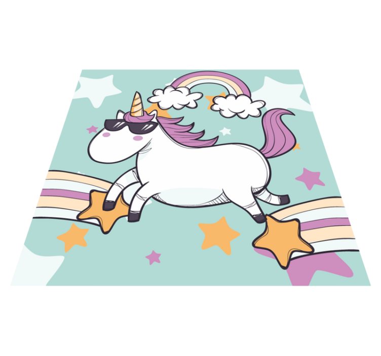 Tapis vinyle Licorne avec lunettes de soleil - TenStickers