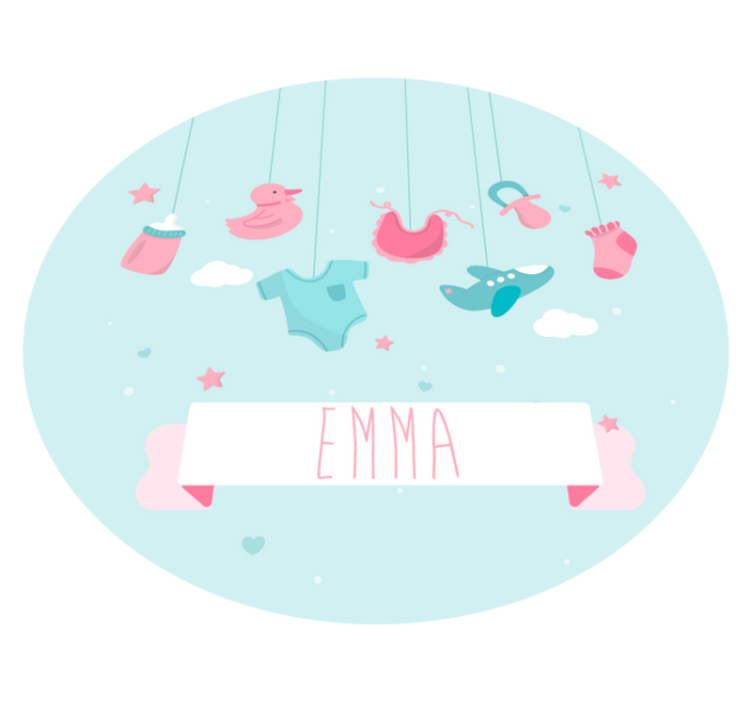 tapis vinyle avec nom Bébé fille personnalisée née - TenStickers