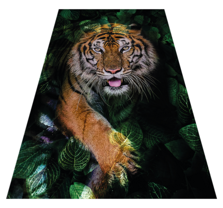 Tapis vinyle animal représentation du feuillage du tigre - TenStickers