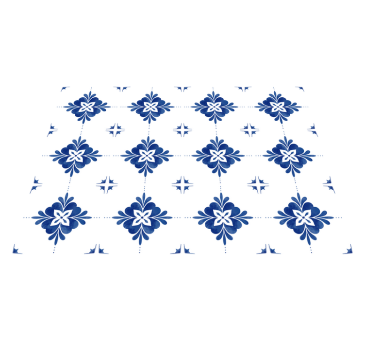Tapis vinyle carreaux de ciment blanc et bleu sarcelle - TenStickers