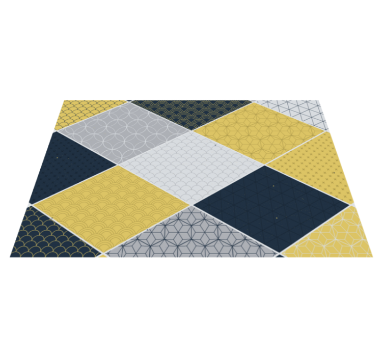 tapis vinyle geometrique Lignes à motifs jaunes - TenStickers