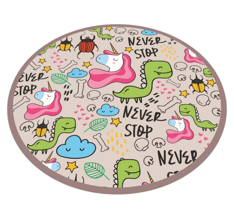 Tapis vinyle licornes et dinosaures Never Stop - TenStickers